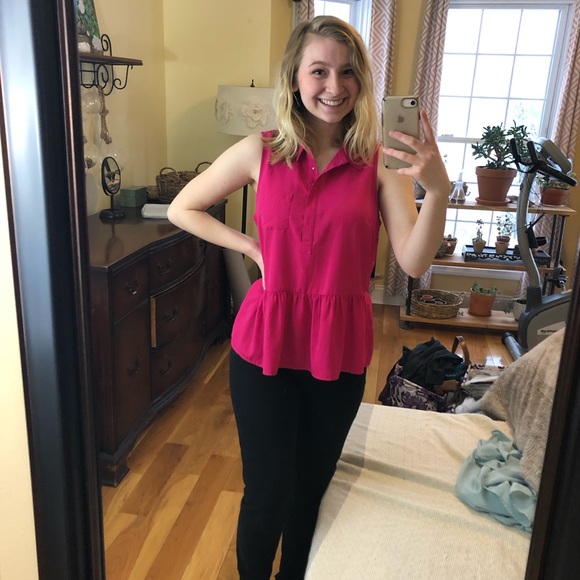 American Eagle pink peplum button up - Picture 2 of 4